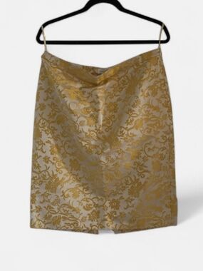 Banana Republic Vintage Gold Brocade Midi Skirt